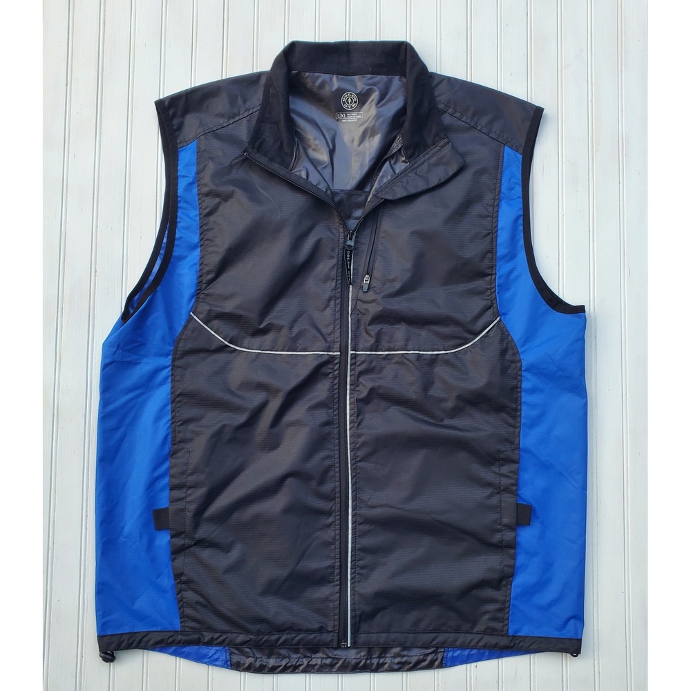 Golds Gym Mens L/XL Full Zip Performance Vest Black Blue Ripstop Gymcore Outdoor